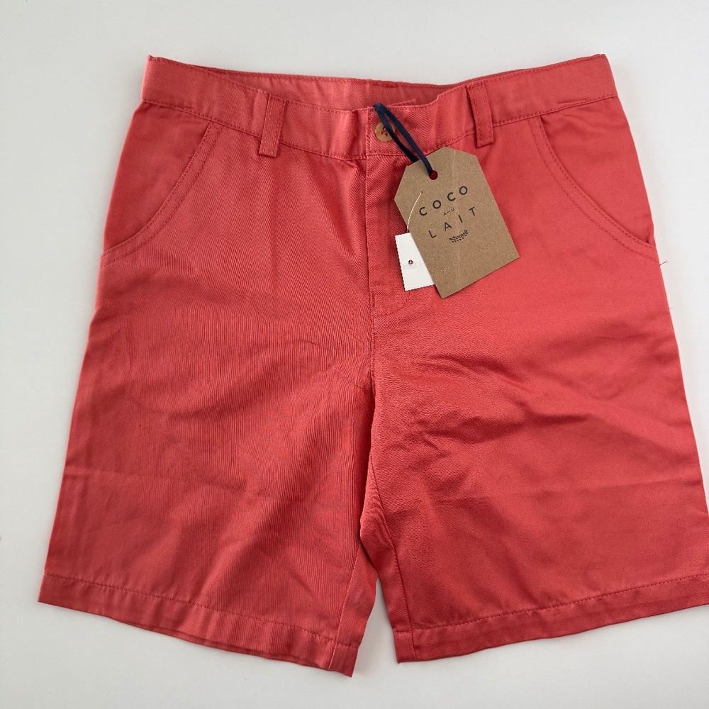 NWT Coco au Lait Boys Salmon Orange Cotton Chino Shorts size 12